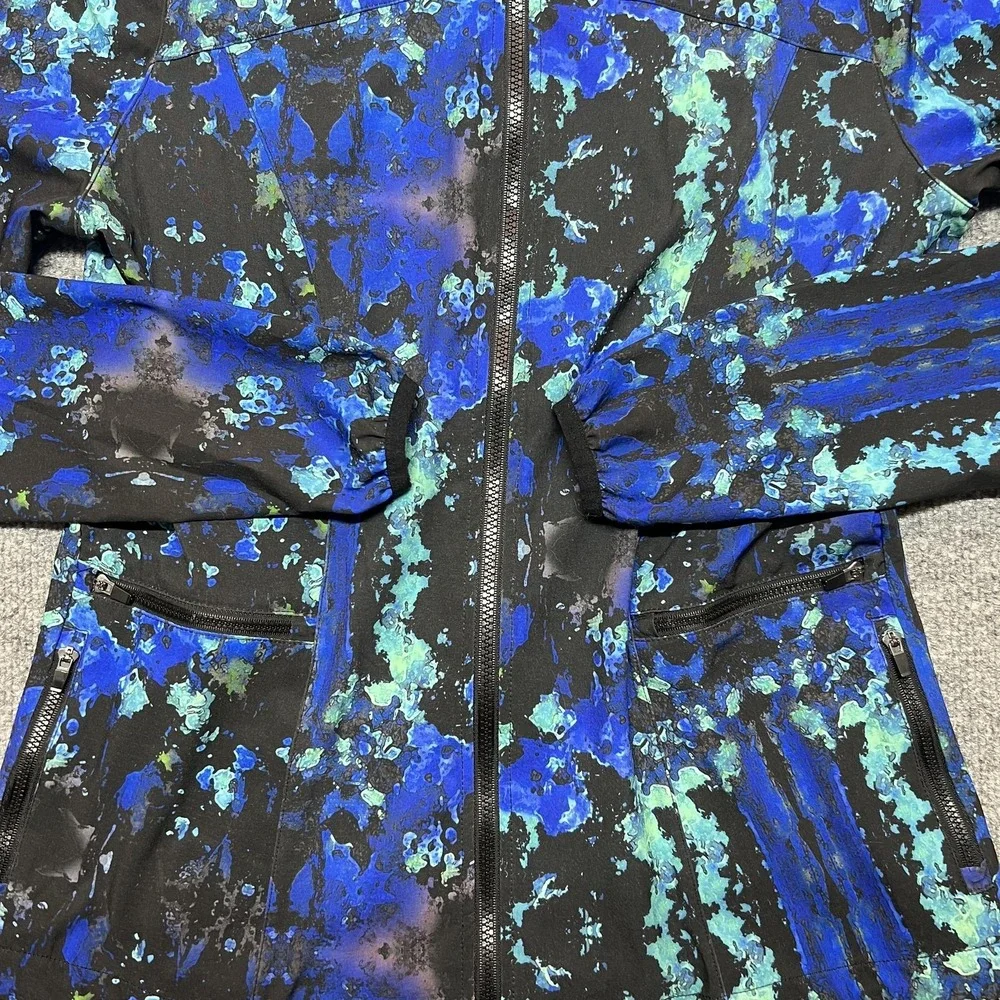 Fabletics Jacket Womens Small Blue Tie Dye Windbreaker Full Zip Thumbholes